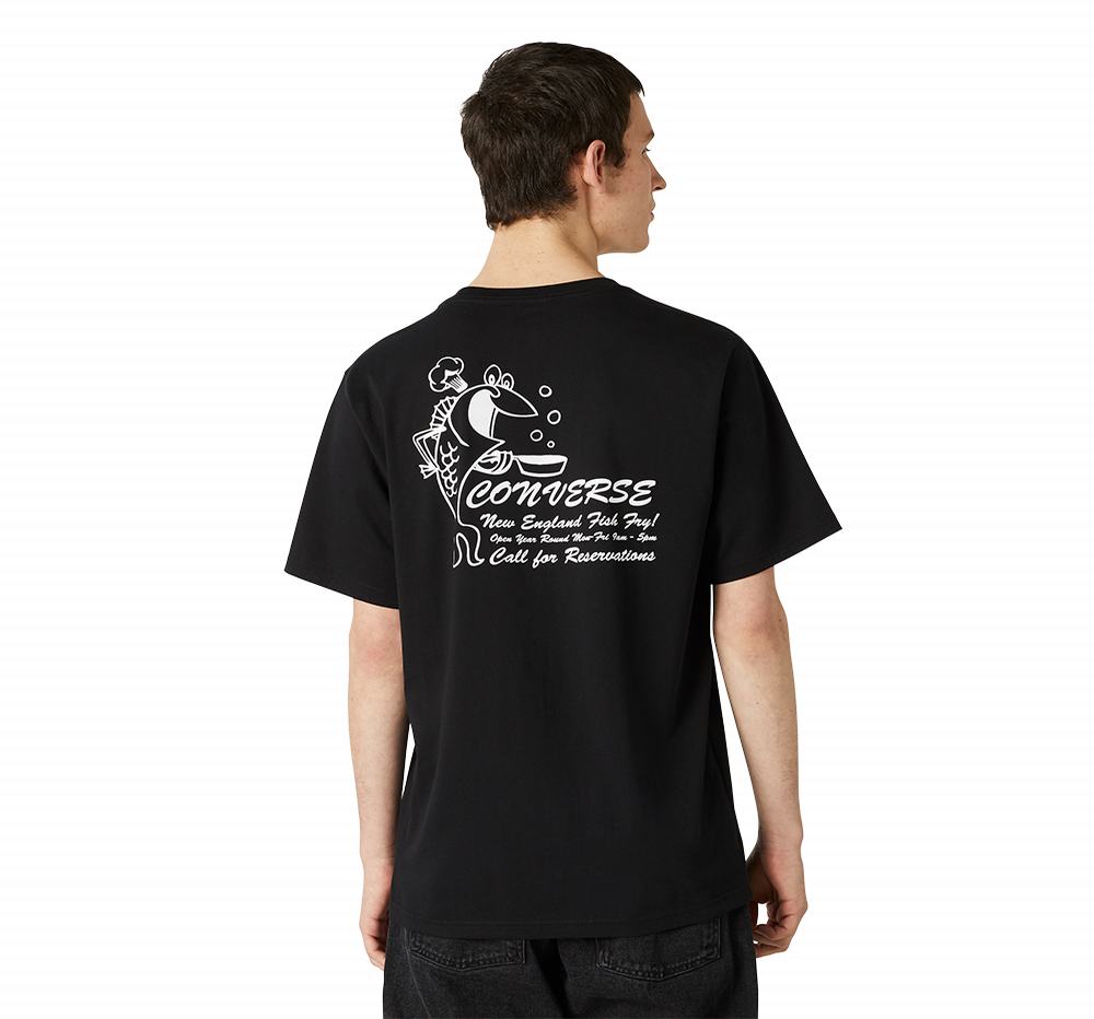 Camiseta Converse FISH FRY SHOP Homem Pretas 310768DMO